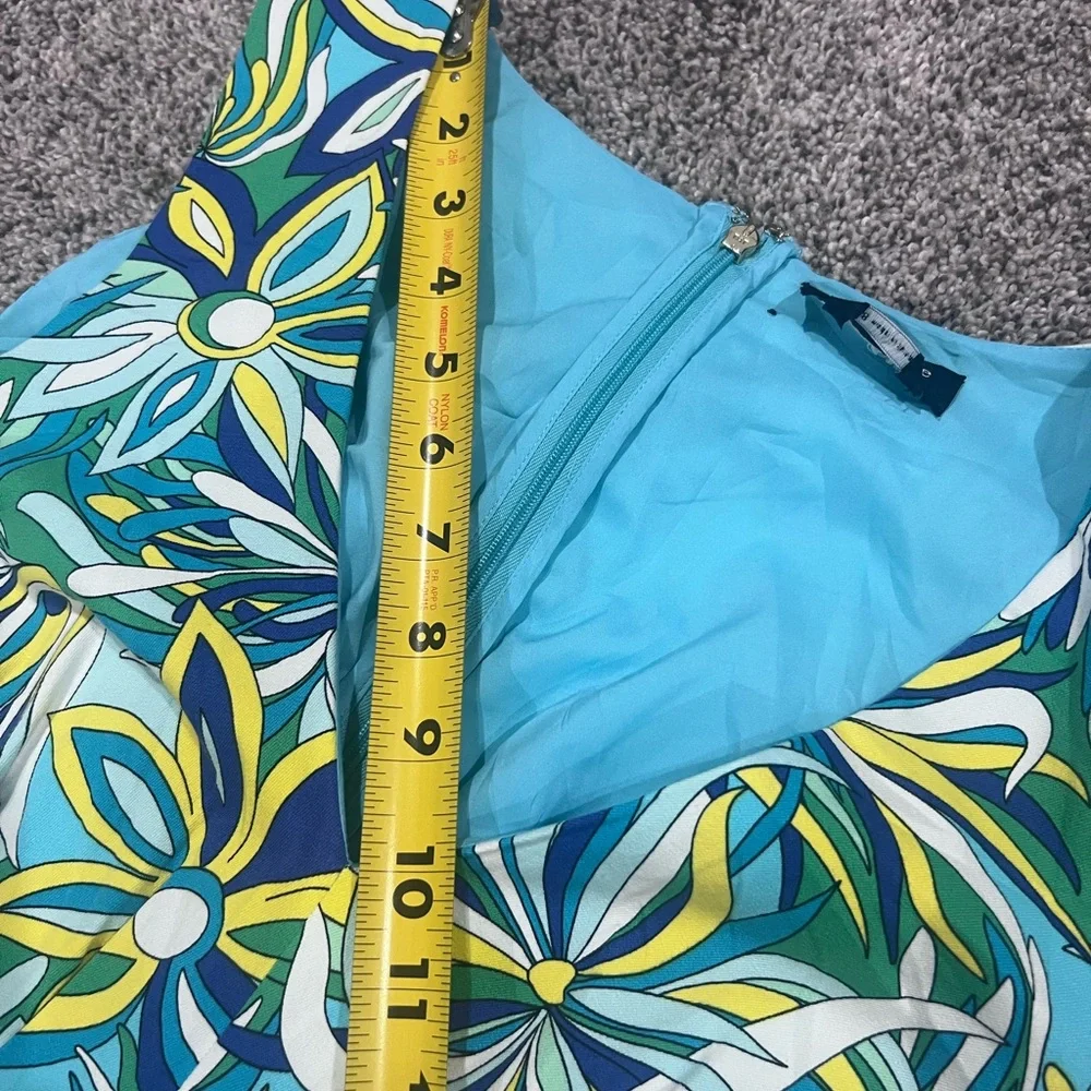 Kate Spade Anemone Floral Amelia Dress  Blue Green Sleeveless Pleated Size US 8 - Picture 11 of 14